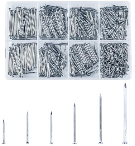 750 Stück Stahlnägel für Bilder Nagel Set, Nägel Bilder Aufhängen, Nails Set, Bildernägel für Betonwände, Nägel Wand Nägel Sortiment Kit für Heimwerker Ziegelstein Holz Betonnägel Zementnägel