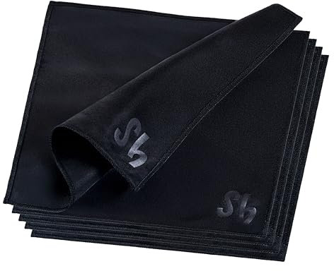 SHERA Mikrofasertuch für Brillen und Displays, 20 x 20 cm, Schwarz, Premium Reinigungstuch, Waschbar