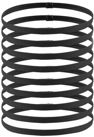 JOOTUEPO 9 Piezas Diadema Deportiva Elásticas Antideslizante, Cinta Pelo Deporte, Hombre Mujer Deporte Diadema para Yoga/Fitness/Correr/Ciclismo (Negro)