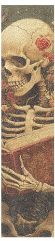 tplaotee A Skeleton Reading with Flowers and Butterflies Grip Tape for Skateboards Designs Non-Skid Fusion Scooter Grip Tape Longboard Griptape Non-Skid Cruiser Board Griptape, 33.1x9.1 Inch