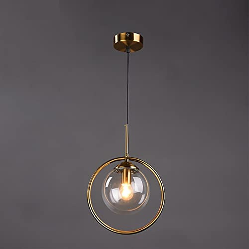 Lámpara Colgante Moderna con Bola de Cristal y Anillo en D para Cocina, Comedor, mesita de Noche, Luces Colgantes, luminarias de suspensión.