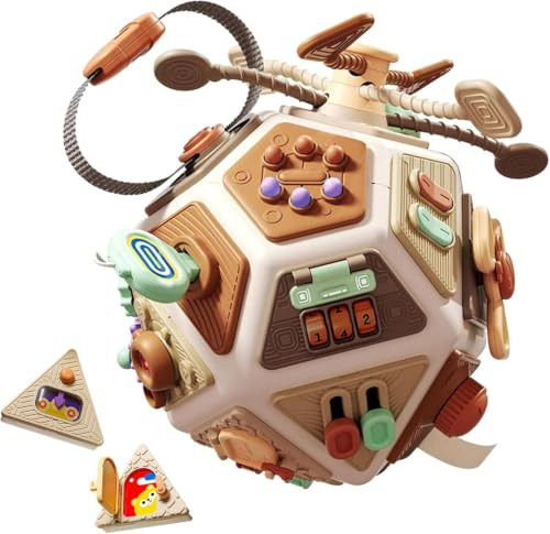 Hsyan Jouet Éducatif Cube d'Activités Bébé, Développement de la Motricité Fine Jeux d'Éveil, Jouet Sensoriel de Voyage Éducatif, Idée Cadeau Fête Noël Anniversaire