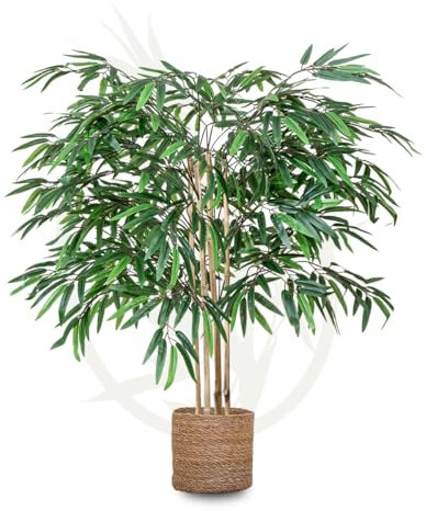 MAIA SHOP Bambù artificiale 105 cm, pianta finta da interno con canne naturali, albero decorativo realistico per casa ufficio hotel