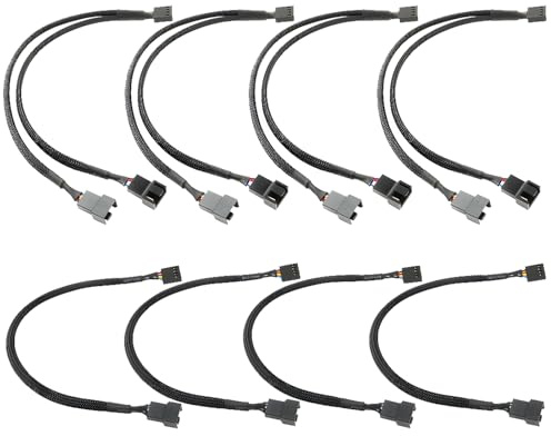 CESFONJER 4 Stücke PWM Fan Splitter, PC Ventilator Energien Kabel 1 bis 2 Konverter, 4 Stücke PC Power Kabel Fan Verlängerungskabel Schwarz