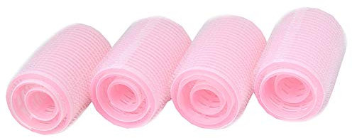 Justfox – Set di 12 bigodini adesivi, per acconciature fai da te, Ø 2 cm – 4 cm, rosa