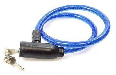 PaulStore Steel Spiral Cable Bicycle Bike Lock 2 Keys Cycle Chain PVC Non scrachable Sleve (Blue)