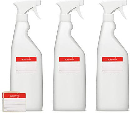 Octopus 3 x 750 ml Sprühflaschen aus HDPE, Sprayflaschen mit Sprühpistole, leere Zerstäuber mit verstellbarer Sprühdüse (Strahl/Spray), Spray Bottle z.B. für Planzen/Blumen, Reinigung, Werkstatt