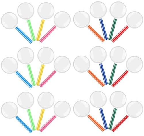 Elcoho 24 Pack Colorful Magnifying Glasses with 8 Colors Plastic 3X Magnifying Glasses Party Favors Gifts for Young People Reading