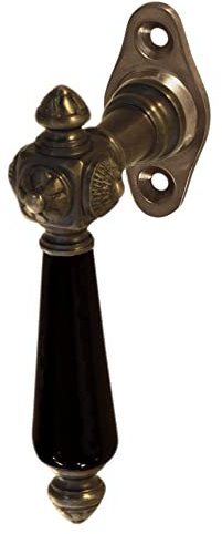 Ventano Fensterbeschlag Fenstergriff Fensterhebel Modell ''Karlshorst A'' Messing dunkel patiniert - handgefertigt PB