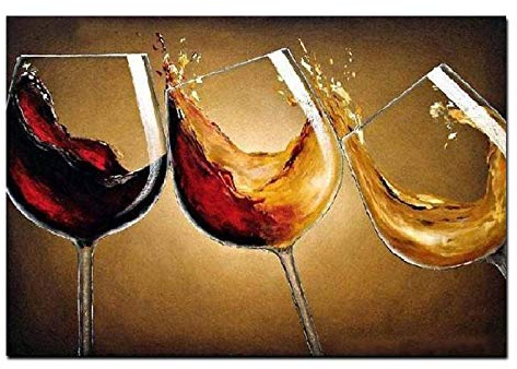 Europe Style Dancing Wine Painting on Canvas Red Wine Glass Acrylic Paint On Canvas for Living Room Home Decorations 80x120cm(16x28in) Frameless