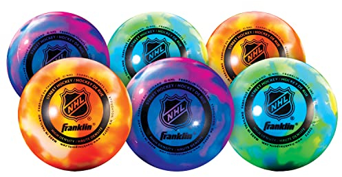 Franklin Sports NHL Straßenhockeybälle – kein Hüpfen im Freien + Rollhockeybälle – offizielle Größe Outdoor-Straßenhockeybälle für Auffahrt + Rollhockey – 6 Stück mit Tasche