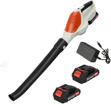 Cordless Leaf Blower,24V Electric Battery Leaf Blower with 2 Batteries,1 Charger,5 Speeds,150 MPH 16500RPM Battery Powered Lightweight Powerful Air Blower for Car,Lawn Care,Patio,Yard,Snow,Garden