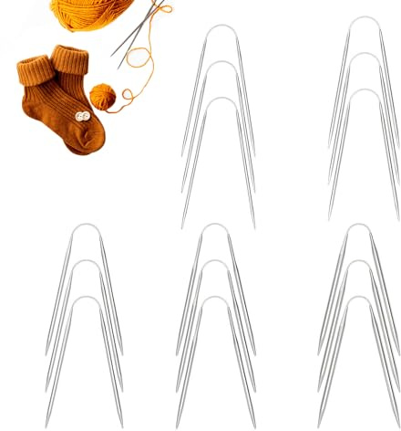 15-Piece Circular Knitting Needles Set - Stainless Steel Double Pointed Needles for Scarf, Shawl, Socks - 2 mm to 4 mm Diameters