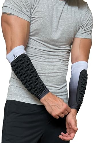 Sedroc Padded Arm Guards Forearm Protectors Ultra Thin Compression Sleeves with Pads (White - Pair, Small)