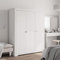 IKAYAA Armario Dormitorio con 3 Puertas, Armario de Pino Macizo，Armario Ropero Ancho 146 cm Armarios Juvenil Diseño Moderno 146 x 53,5 x 173 cm Blanco