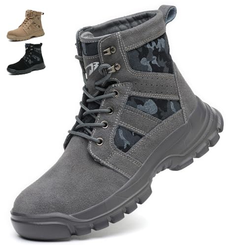 COOU Zapatos de Seguridad para Hombre Mujer Calzado de Trabajo Ligero Comodo Zapatillas Trabajo con Punta de Acero Botas de Trabajo 151/Gris43