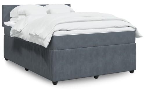 qohoio Boxspringbett mit Matratze Dunkelgrau 160x200 cm Bett Boxspringbett Bett Mit Matratze Schlafzimmer MöBel Polsterbett Samt - 3287777
