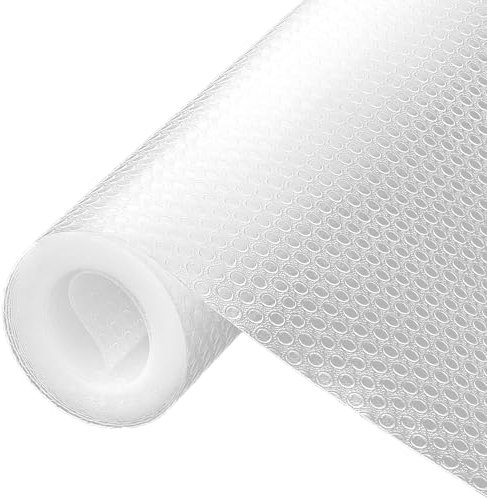 Shelf Liner, Waterproof Refrigerator Liner, Drawer Liners for Kitchen Cabinet, Bathroom Under Sink Mat Non Adhesive Fridge Liner EVA Place Mats Roll - Clear 17.7×78.7