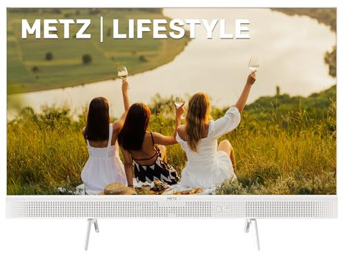 Metz Portable TV QLED 32 Pouces (80 cm) Smart Google Television HDR 10 Haut-parleurs Puissants DBX TV Dolby Audio Chromecast Commande Vocale Google Assistant Tuner Power-C (32MQE7100 Blanc)