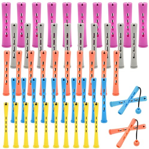 50 Perm Rods for Short Hair Plastic Small Perm Rods 5 Sizes Cold Wave Hair Curlers Heatless Curling Rollers for Long and Short Hairs DIY Dressing Tools