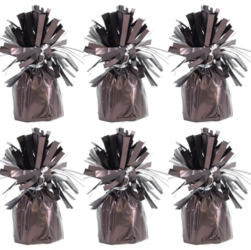 PARTYRAMA.CO.UK Metallic Brown Foil Helium Balloon Weights 175gr - Pack of 6 - Durable & Colourful Weights for Birthdays Parties, Events & Celebrations - Perfect Balloon Weight Holders