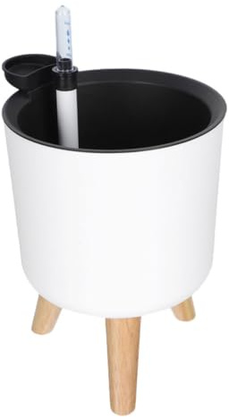 IWOWHERO Maceta Autorriego con Patas de Color Claro y Sistema de Indicador de Nivel de Agua para Plantas de Interior, Diseño Minimalista y Soporte Resistente para Hogar y Oficina