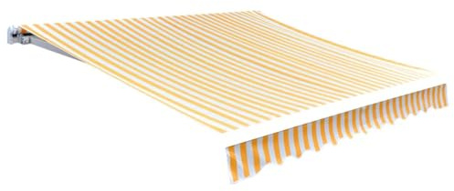 Toldo de poliéster con revestimiento de poliuretano, 500 x 300 cm, color naranja y blanco, protección UV, impermeable, ideal para toldo articulado, balcón, terraza, jardín