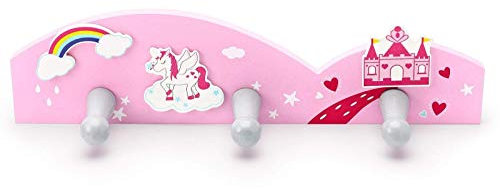 Mousehouse Gifts - Kinder Garderobenleiste mit 3 Haken - Einhorn - für Mädchen