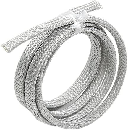 Othmro 1 m Länge 6 mm Breite PET erweiterbare Geflecht-Kabelhülse Flexible Drahtgeflecht Hülse grau schützen Kabel vor dem Kauen von Haustieren