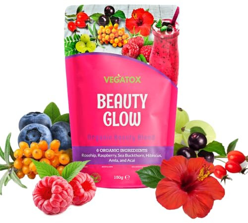 Beauty Glow - Super Berry Powder 150g | Superfood Powder for Glowing Skin & Anti-Aging | Rich in Vitamin C & Antioxidants | Vegan Collagen Booster | Includes Acai, Raspberry, Hibiscus