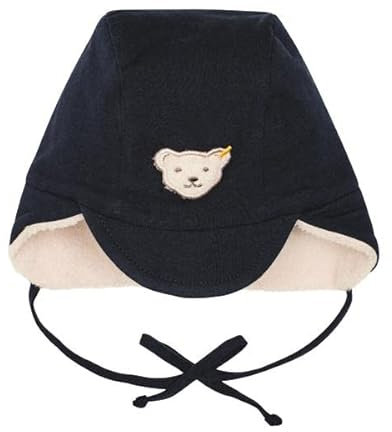 Steiff Unisex Baby Bommel Beanie-Mütze, Navy, 37