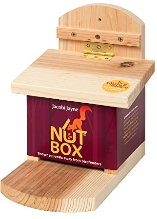 Jacobi Jayne® Nutbox™ Squirrel Feeder for Garden - UK Designed With Quick Release Mount, Easy to Clean, Won't Get Chewed, Wood