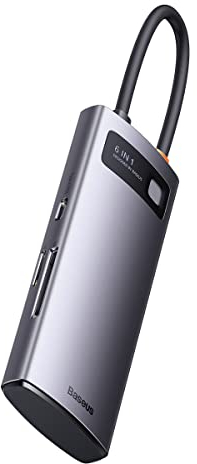 Baseus 6-in-1 Metal Gleam Serie, USB-C auf 3 x USB 3.0 + USB-C PD + microSD/SD