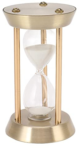 BEWINNER Timer per Sabbia a Clessidra in Metallo, Orologio Vintage Bianco Sabbia 60 Min, Vetro retrò Ottone Vetro Un'ora per Regali, Casa, Scrivania, Arredamento da Ufficio (Bronzo Mini 10 min)
