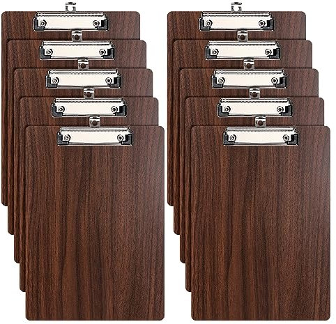 (10 Stück) Klemmbrett Holz A4,Schreibbrett Klemmbretter mit Metalklemme und Aufhängeose, Clipboard Schreibplatte für Büro,Restaurant,Schule