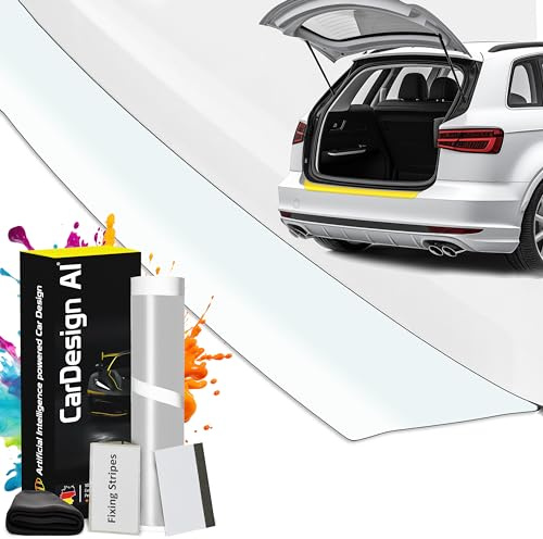 CarDesign AI Self-healing Boot Sill Protector suitable for VW Caddy 5 V 2020-2025 (3-Door, Van): Car Rear Bumper Paint Protection Film and Anti-Scratch Set for Dog, Loading (Transparent)