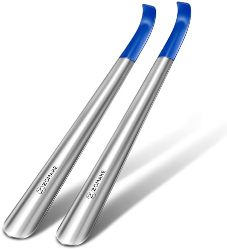 ZOMAKE Shoe Horn Long Handled, 42CM Long Shoehorn Metal for Men Women Elderly Seniors, Extra Long Shoe Spoon Helper Football Boot Horn