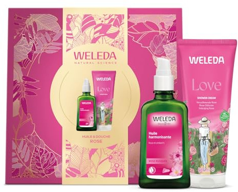 WELEDA Coffret Noël Corps Rose 2025 - Huile 100ml & Gel Douche 200ml - Soin Nourrissant et Hydratant - Certifié NATRUE