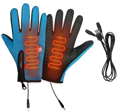 Mppchhn Guanti elettrici da uomo e da donna, impermeabili, riscaldati tramite USB, antiscivolo, in caldo pile, per viaggi, ciclismo, , campeggio, corsa, sci, caccia