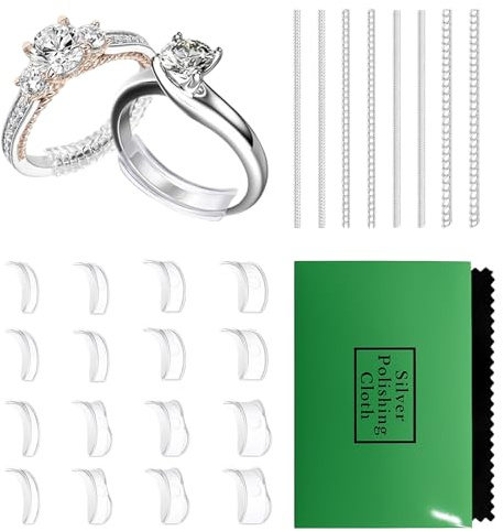 Lot de 25 ajusteurs de bague invisibles - ajustement de la taille pour tous types de bagues - réducteurs de taille en silicone de différentes tailles et styles - adaptateurs de bague unisexes