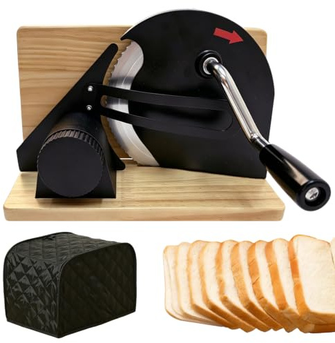 TECKZOON Trancheuse à Pain Manuelle en Acier Inoxydable 304, Coupe-Pain Rétro Pliable avec 6 Ventouses, Épaisseur Réglable 0–20 mm et Housse Anti-Poussière pour Pain, Fromage et Légumes