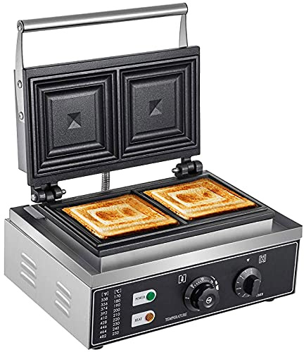 Sandwichmaker Sandwichtoaster Antihaftbeschichtete Platten Kontaktgrill Panini Maker mit Cool Touch-Griff 50-300℃ Einstellbar Temperatur und Timer