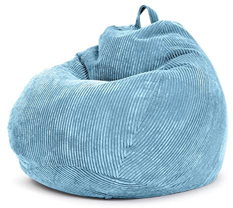 Green Bean© Pouf d'Intérieur 90x110cm Remplissage de Perles EPS & Tissu en Velours Côtelé Doux Lavable - Intérieur Coussin Sol Siège Repos Tabouret Chaise Fauteuil Relax Tissu Bleu Clair