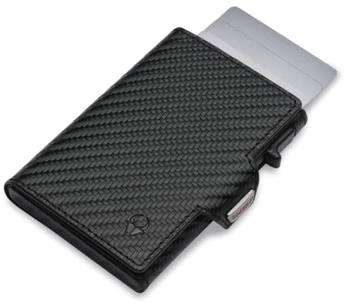 DONBOLSO Kartenhalter Geldbörse Portemonnaie RFID Herren - Echtleder Mini Portemonnaie mit 10 Kartenplätzen, Kartenetui - Schlankes Wallet in Schwarz