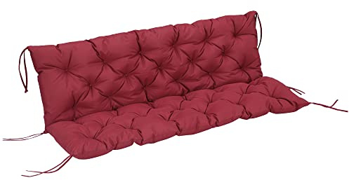 Outsunny Coussin de Banc Matelas Assise Dossier pour Banc de Jardin Coussin balancelle canapé 3 Places Grand Confort 150 x 98 x 8 cm Rouge