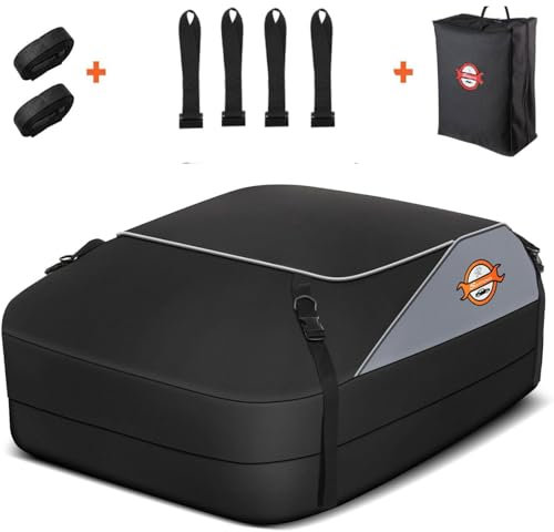 Sailnovo Borsa da tetto per box da tetto 15 cubico/430 l, impermeabile, 1000D, morbida borsa portabagagli con 4 ganci per porta, 6 cinghie rinforzate, per auto con/senza barre portatutto/portapacchi