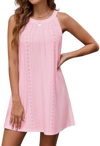 Zetieny Strandöverdrag Dam Strandklänning Avslappnad Strandklänning Bikini Täcker Upp Sommar Ärmlös Kortärmad Strand Semesterkläder Strandklänning, Rosenröd, XL