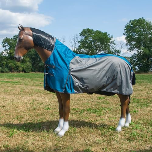 Brama-West Zuzi Turnout 1200D Couverture d'hiver avec col haut - Imperméable - Couleur bleu/gris - Taille 115 cm