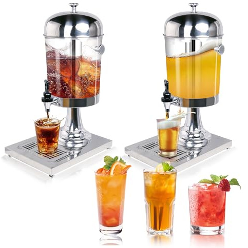 Hakka Two 8L Drink Dispenser with Tap,Juice Dispenser,Beverage Dispenser with Leakproof Stainless Steel, Alcohol/Cocktail/Milk/Water Dispenser for Cold Drink and Warm Drink