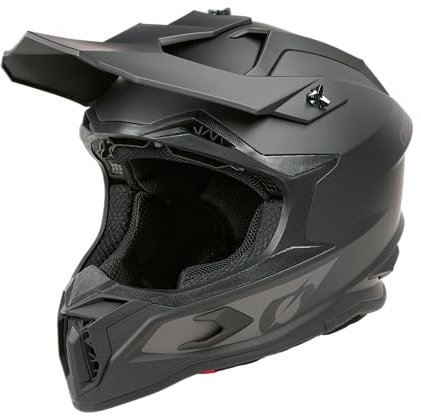 O'NEAL C-SRS Casco da motocross SOLID nero (taglia L) – Certificazione ECE 22.06, robusto guscio in ABS, efficiente sistema di ventilazione e fodera interna rimovibile e lavabile